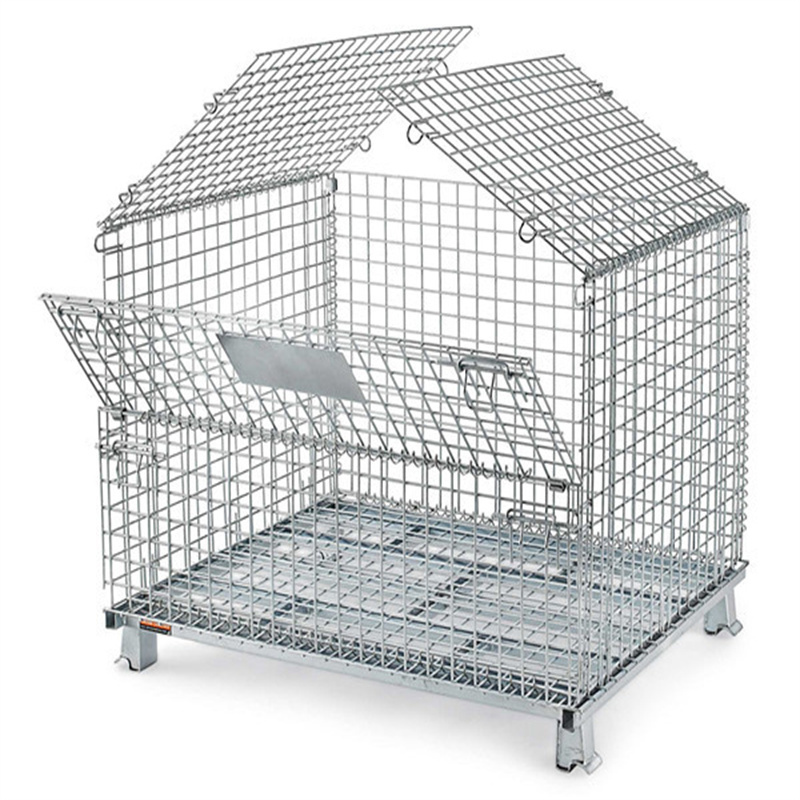 CE Certified Warehouse Material Handling Wire Cages Wire Container Folding  Shelves Stackable Collapsible Container