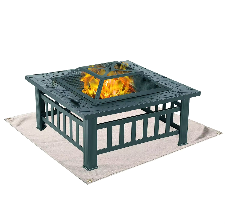 Outdoor Wood Burning Bbq 40 Inch Square Fire Pit Pad Grill Fireproof Mat For Deck Fireplace Camping Decking Lawn Stove