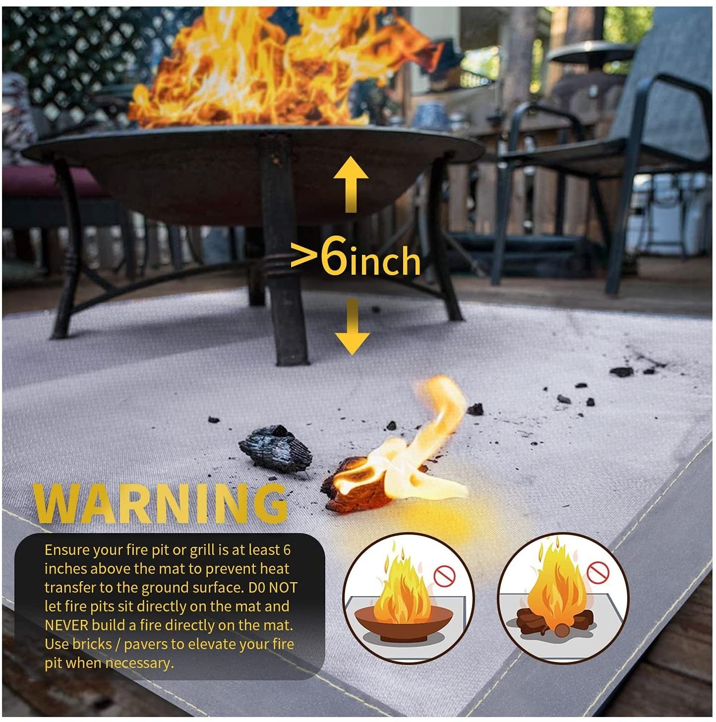 Heat Resistant Outdoor Grill Deck Protector Fireproof Heat Resistant Rectangle Square Fire Pit Mat