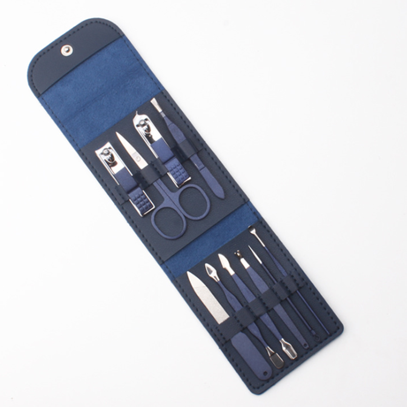 Private label logo blue gift box stainless steel 18 pieces Nail Care Manicure set Tools