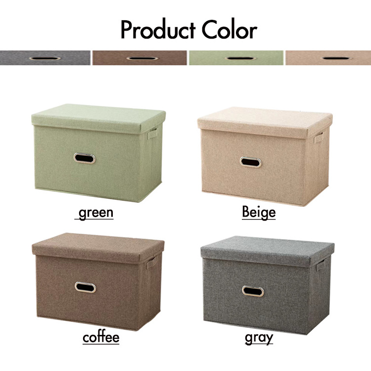 Toys Clothes Durable Collapsible Handle Cubes Fabric Storage Box With Lid For Folding Box Storage