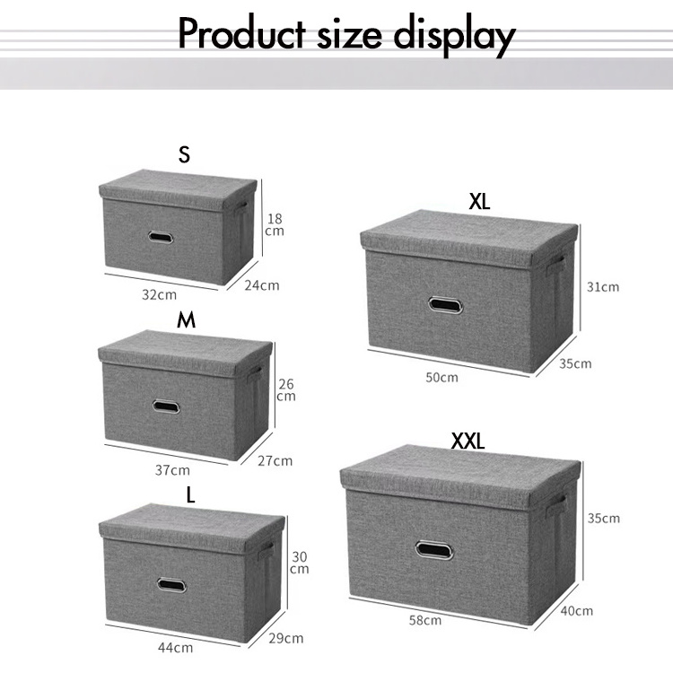 Toys Clothes Durable Collapsible Handle Cubes Fabric Storage Box With Lid For Folding Box Storage