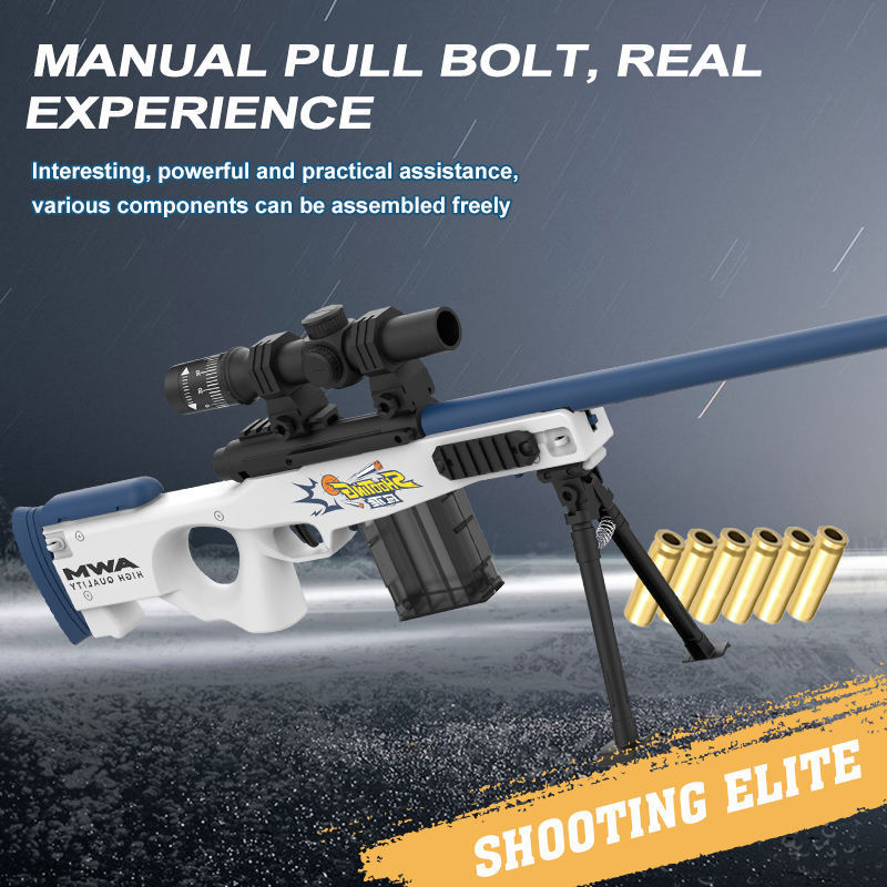 Wholesale High Automatic Ejection EVA AWM sniper Rifle Manual loading Foam Ammo Toy GunFor Kid Shooting Game