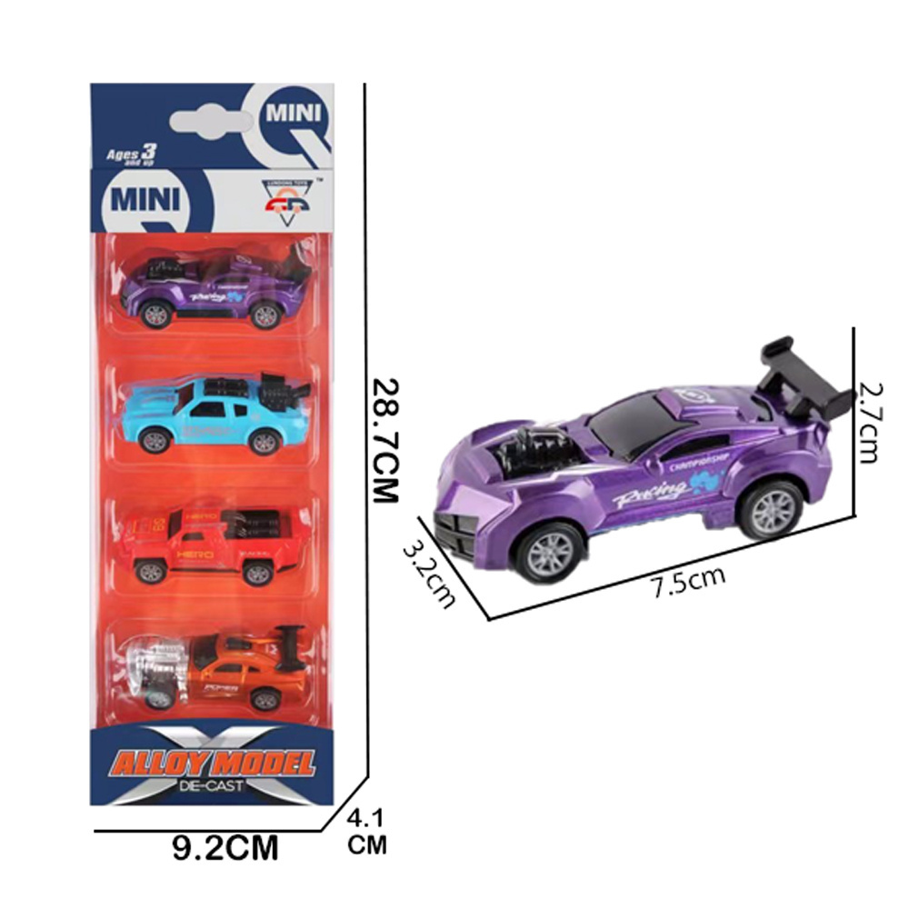 2024 New 1/64 Diecast Alloy Mini Cartoon Model Cars Cute Pull Back Toy Car Model Children's City Car Toys Cartoon Vehicle