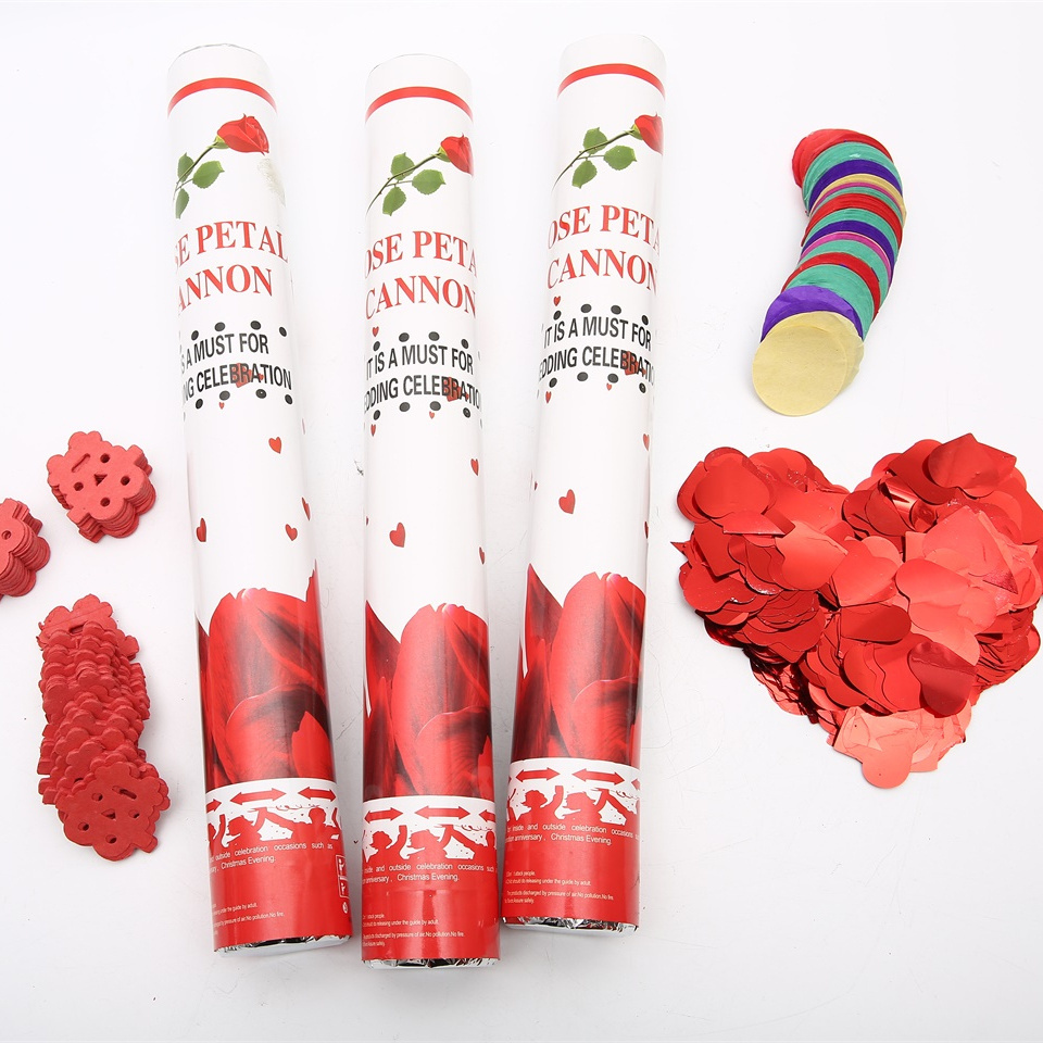 Rose Confetti Poppers Wedding Decoration Fireworks Salute Marriage Tube Confetti Party Popper Confetti