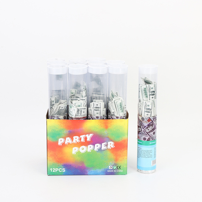 Wholesale custom shooter party supplies money confetti cannon with money confetti