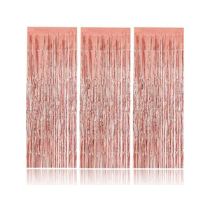 Good Quality Metallic Tinsel Foil Fringe Streamer Curtains Photo Booth Props Rose Gold Foil Fringe Curtain Backdrop