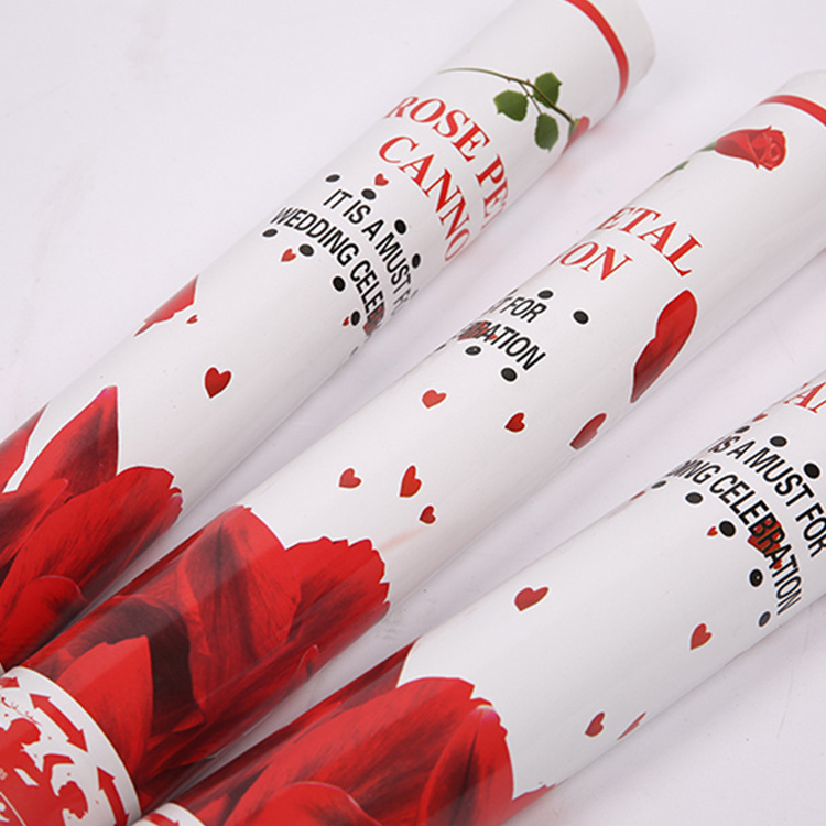 Rose Confetti Poppers Wedding Decoration Fireworks Salute Marriage Tube Confetti Party Popper Confetti