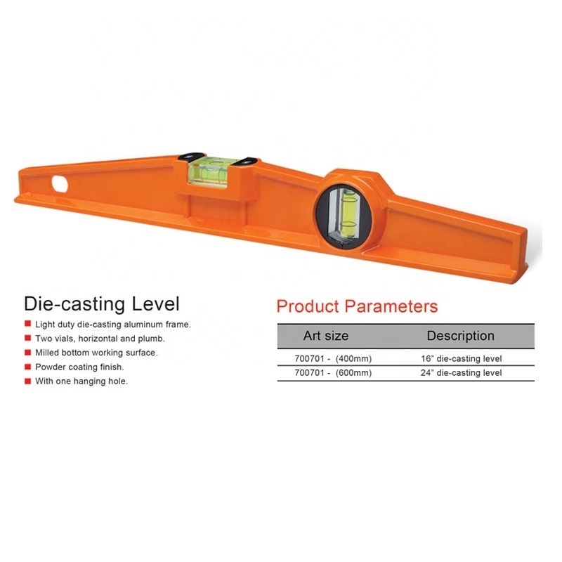 Hot Sell 400-500-600mm Die Casting Aluminium Scaffold Level Bridge Level   Spirit Level  88F2 2Vials Milled Base