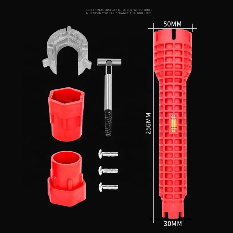 8 in 1 Faucet Sink Installer Flume Wrench Multi functional Water Tank Wrench  two sizes Pullers