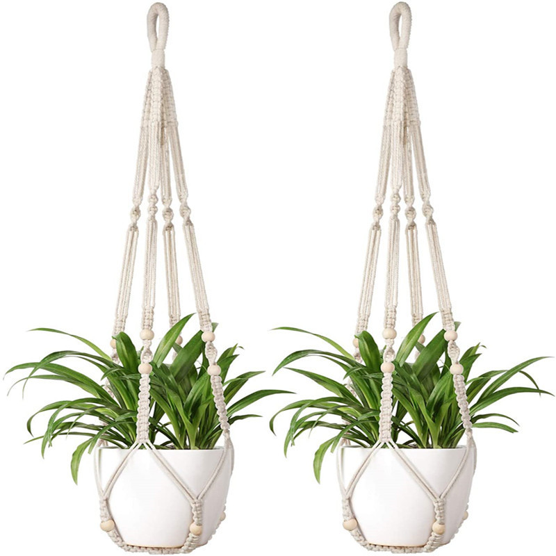 Hand-woven home decor Cotton Rope Plant hanger Bohemian Wall Hanging Pot holder Macrame Plant hanger