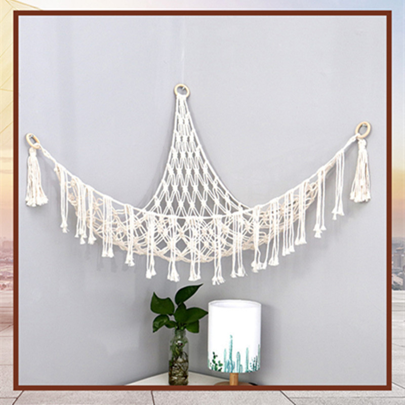 Toy Hammock mesh with tassel plush toy Storage Hammock mesh Bohemian decorative storage mesh suitable for children's bedrooms