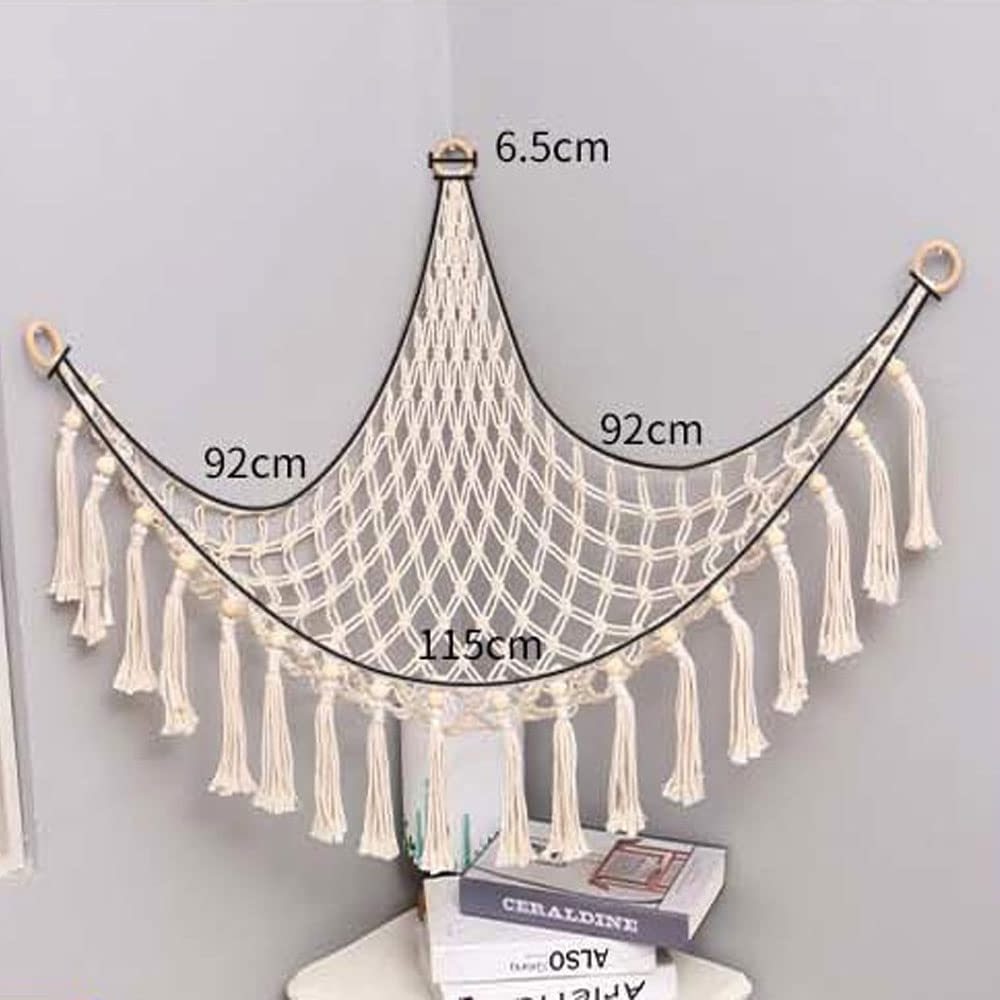 Toy Storage Hammock mesh plush toy Corner hanging mesh Bohemian decorative storage mesh suitable for children's bedrooms