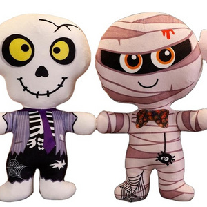 New design soft halloween pumpkin plush skeleton stuffed animal halloween monster plush kids toy