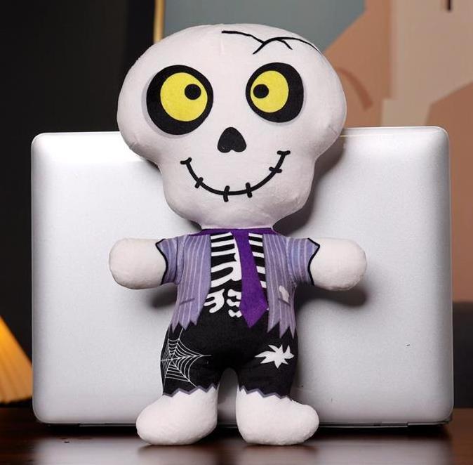 New design soft halloween pumpkin plush skeleton stuffed animal halloween monster plush kids toy