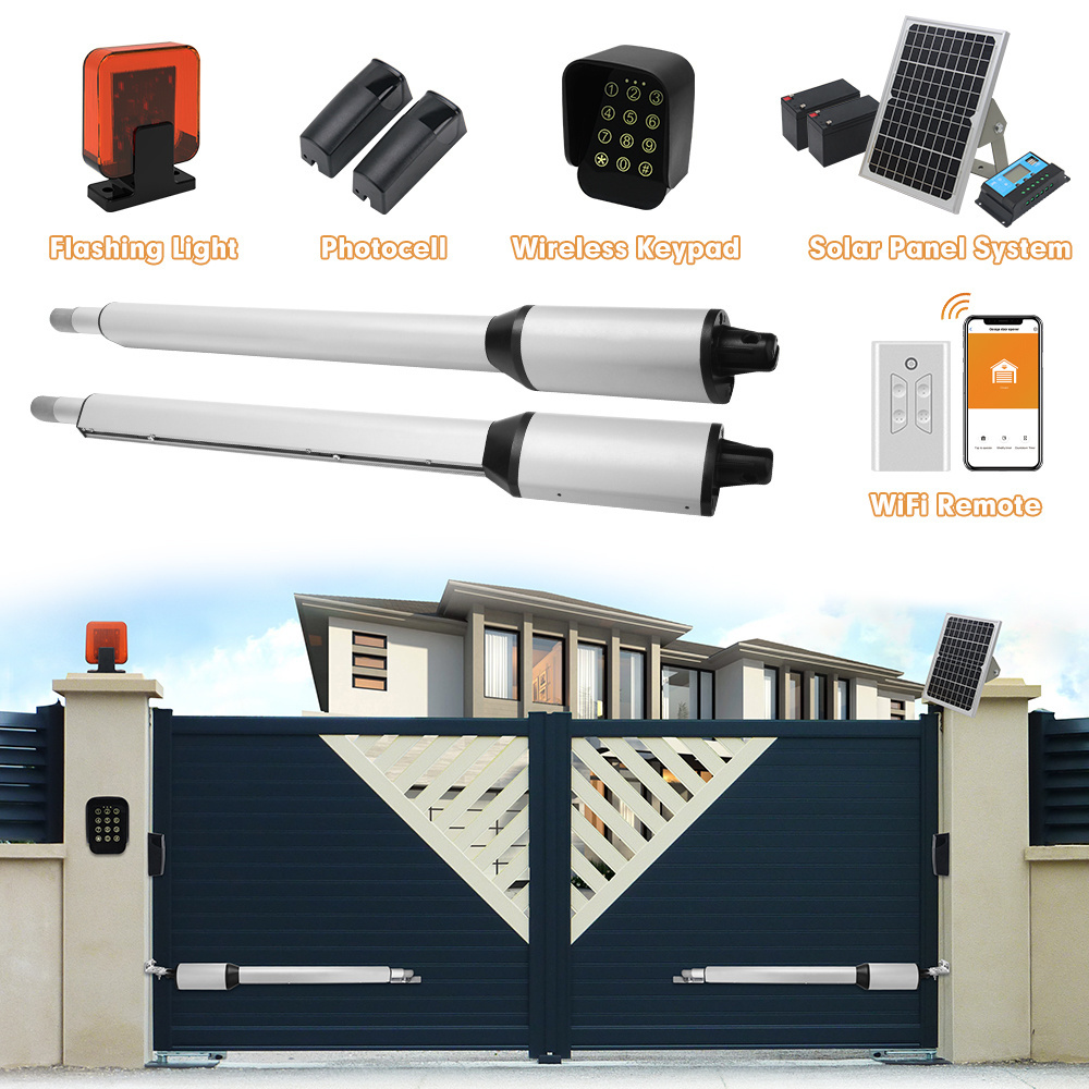 2023 NEW Security  Wifi Dual Solar Automatic Remote Control Automatic Main Gate Opening System Auto Swing Gate Openers