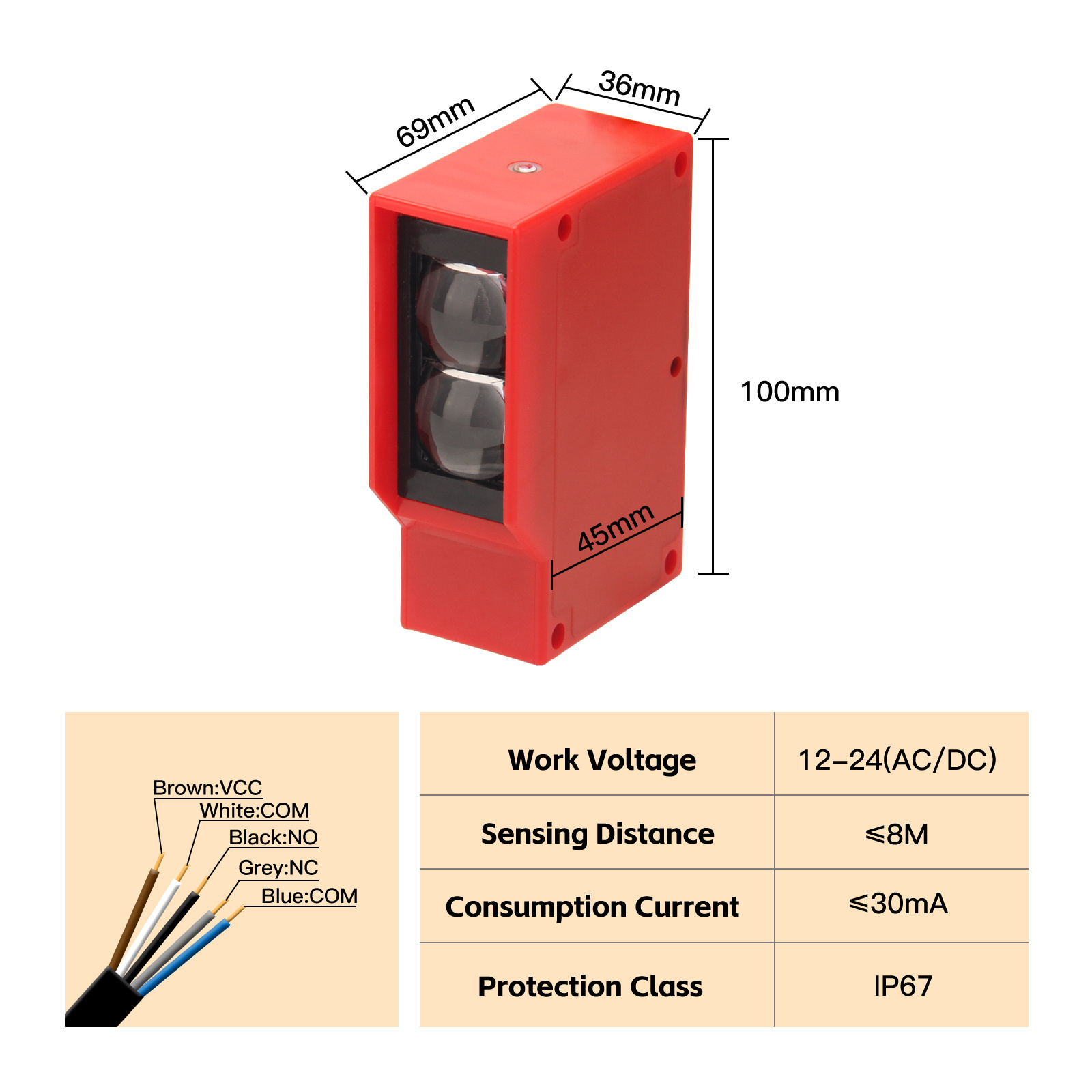 2023 New 12V 24V Opener Safety Photoelectric Swing Automatic Sliding Door Sensor With Sensor