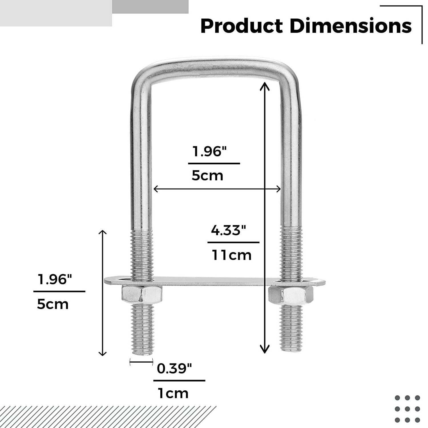 Factory Price Square right Angle U bolt Stainless Steel U Bolt for Industry Construction