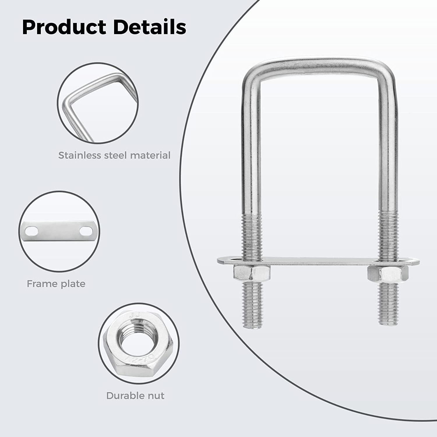 Factory Price Square right Angle U bolt Stainless Steel U Bolt for Industry Construction