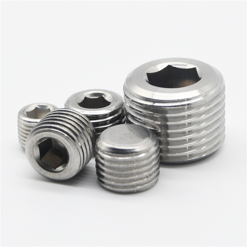 Stainless Steel 304 316 Hex Plug DIN 906 Hexagon Socket Locking Screws Thread Pipe Plugs