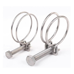 Stainless Steel Constant Tension Double Wire Spring Metal Hose Clamps With Bolt