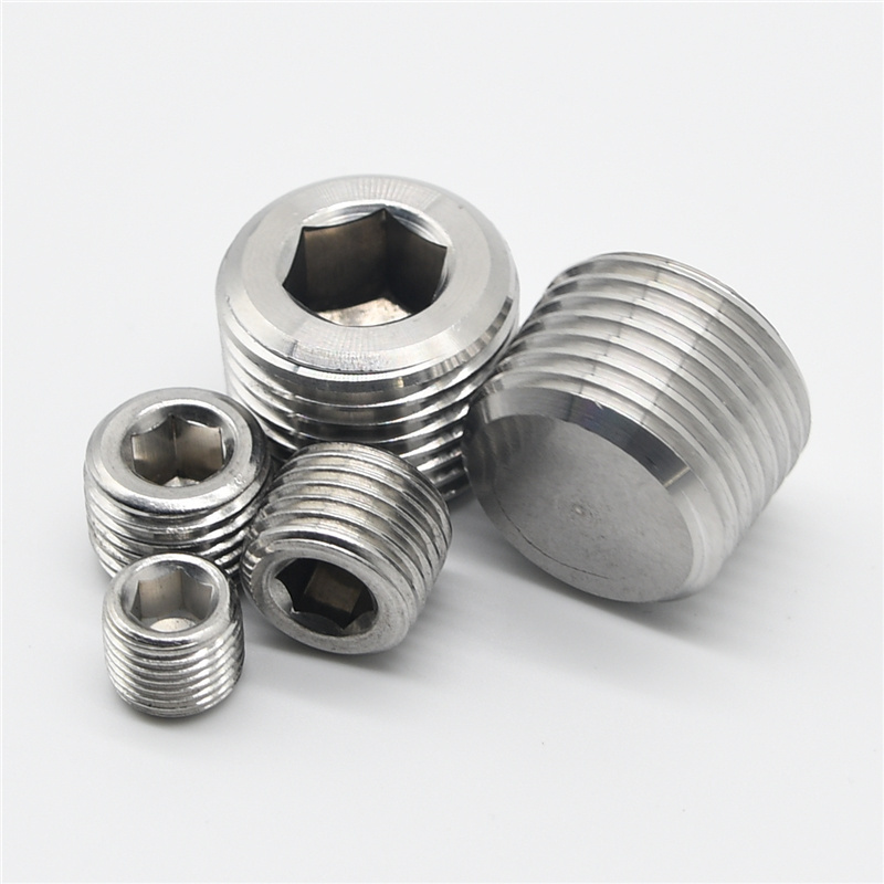 Stainless Steel 304 316 Hex Plug DIN 906 Hexagon Socket Locking Screws Thread Pipe Plugs