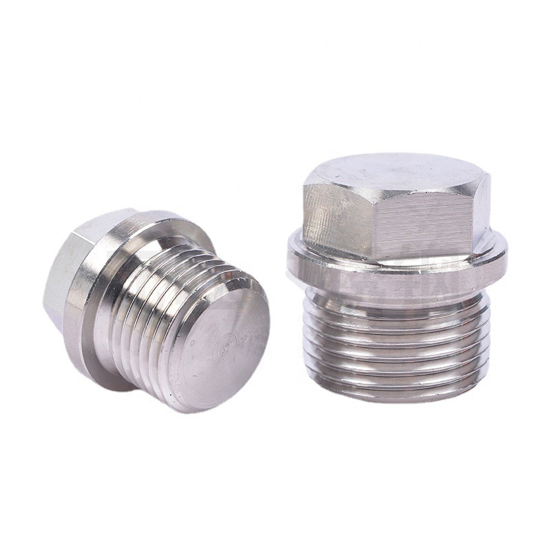 Stainless Steel npt steel pipe plug Threaded hexagonal Head Plug pipe fitting male thread bsp hexagonal plug