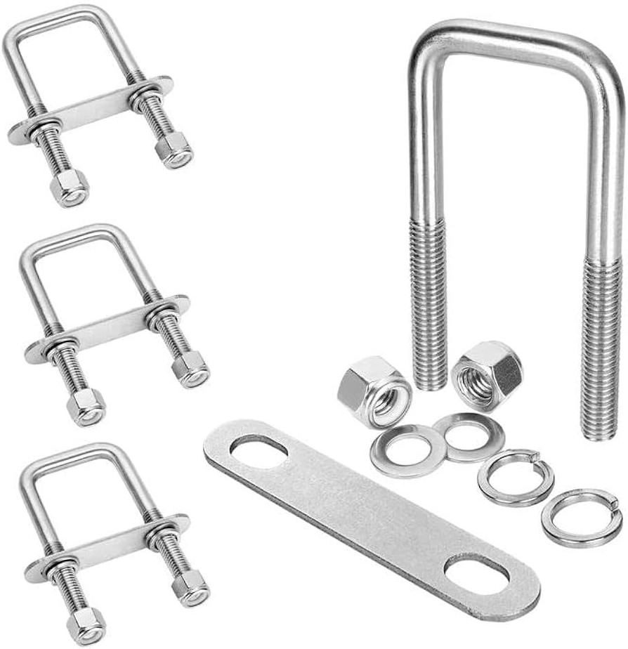 flat u bolt  3 Sets 35mm Inner Width 100mm Length M8 304 Stainless Steel with Nuts