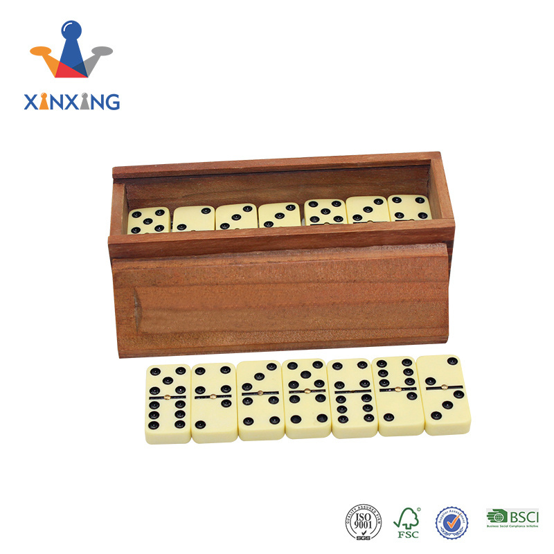 Dominos Set Game. Premium Classic 28 Pieces Double Six Domino in Durable Wood Box for all