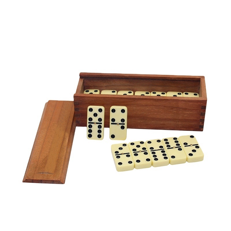 Dominos Set Game. Premium Classic 28 Pieces Double Six Domino in Durable Wood Box for all