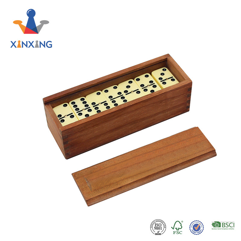 Dominos Set Game. Premium Classic 28 Pieces Double Six Domino in Durable Wood Box for all