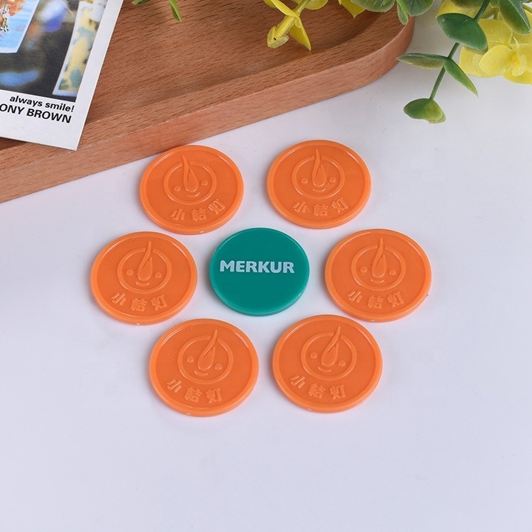 High Quality Embossed Custom Clear  Plastic Token Coin