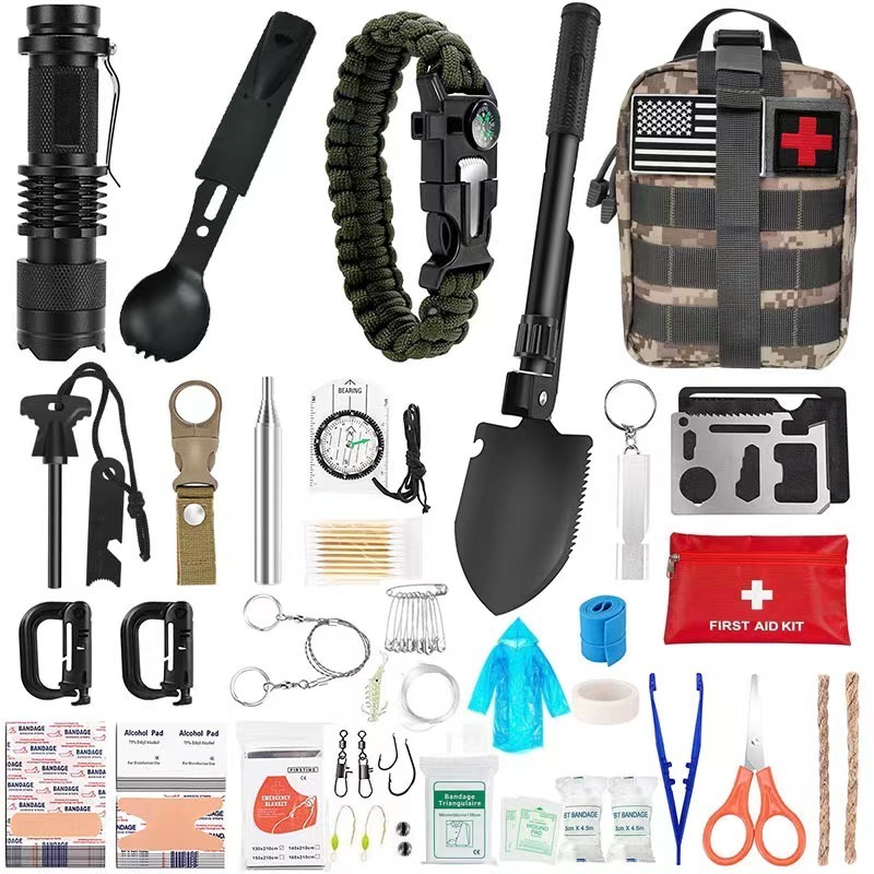 JK-B-010  Camping EDC Survival kit gear box Tactical outdoor survival kits for hiking camping 72 in 1 emergency survival kits