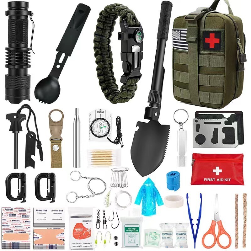 JK-B-010  Camping EDC Survival kit gear box Tactical outdoor survival kits for hiking camping 72 in 1 emergency survival kits