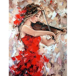 Girl Play Piano Wall Art Painting Full Drill 3D Cross Stitch Kit Diy 5D Diamond Picture for Home Decor