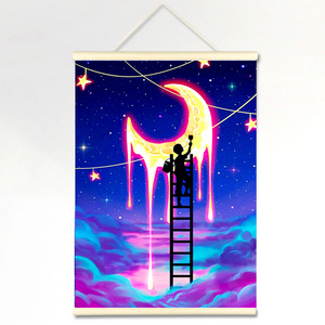 New Design Wall Art 3d Custom Diamond Dotz  Moon Sky 5D Painting Diamond With Wooden Poster