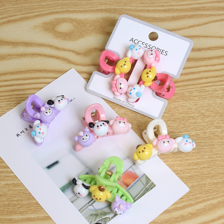 2 Pairs of Cartoon Sweet Korean Style Hair Clips Sanrio Child Hair Clips Exquisite Doll Bangs Accessories for Kids