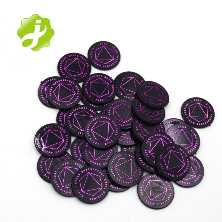 eco-friendly bulk packing custom logo printed and color plastic game token coin