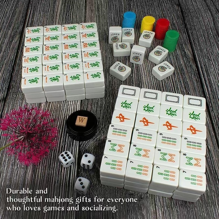 Melamine Mahjong Tile Set with Custom Printing Classic Strategy Game for Kids, Families, and Adults Ages 8 and up