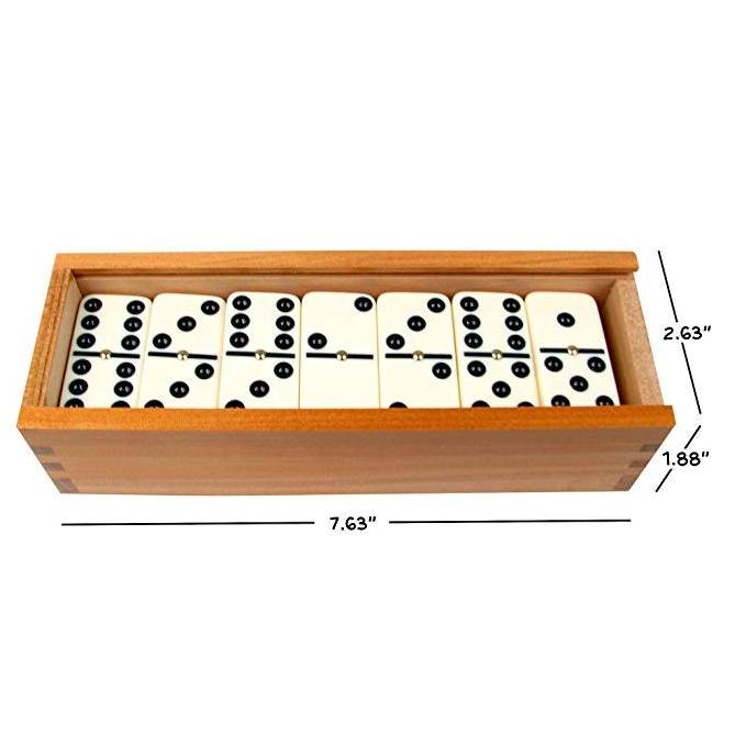 High Quality Custom Wood Box Mini IVORY Urea Table Game Domino Blocks Set