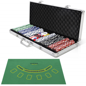 500 Poker Red&Green Chip Set 11.5 Gram Dice Style Clay Casino Poker Chips WITH Aluminum Case