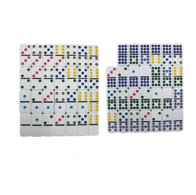 Double 12 colorful plastic domino in tin box