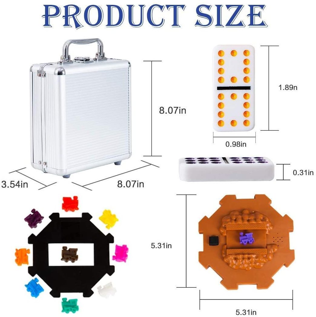 91 Tiles Double12 Colored Dominoes Set with Aluminum Case for Dominoes Set with Sound Effects, Mexican Train Dominoes for Travel