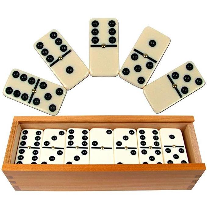 High Quality Custom Wood Box Mini IVORY Urea Table Game Domino Blocks Set