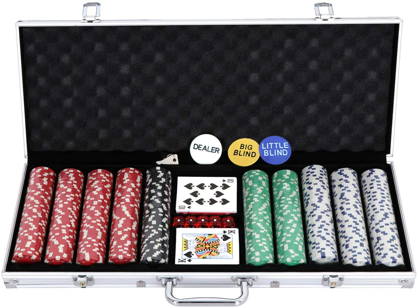 500 Poker Red&Green Chip Set 11.5 Gram Dice Style Clay Casino Poker Chips WITH Aluminum Case