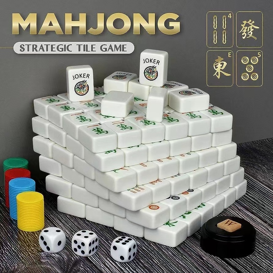 Melamine Mahjong Tile Set with Custom Printing Classic Strategy Game for Kids, Families, and Adults Ages 8 and up