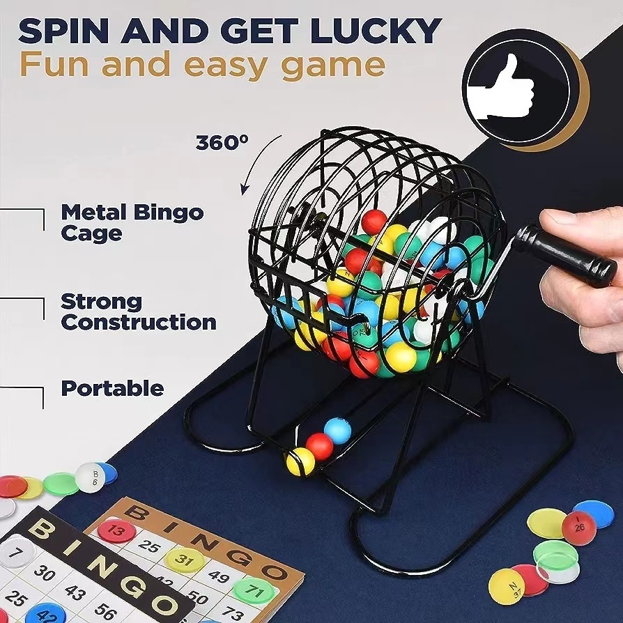 Family Games Bingo Set Gambling Metal for Leisure Paper Box Packing