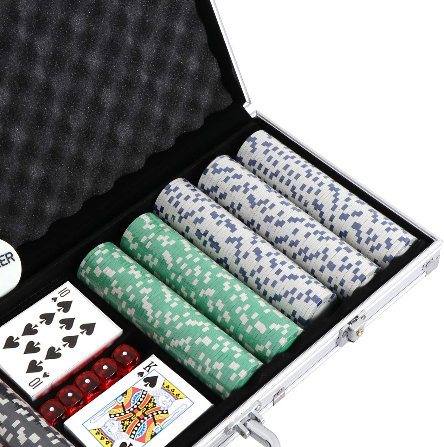 500 Poker Red&Green Chip Set 11.5 Gram Dice Style Clay Casino Poker Chips WITH Aluminum Case