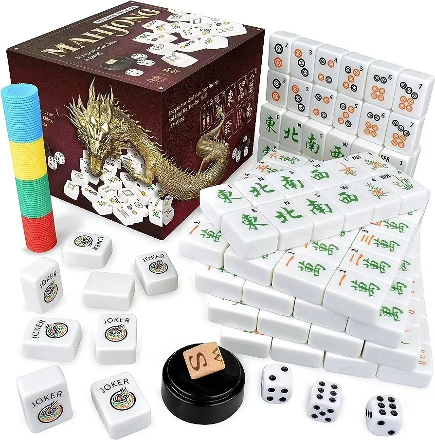 Melamine Mahjong Tile Set with Custom Printing Classic Strategy Game for Kids, Families, and Adults Ages 8 and up