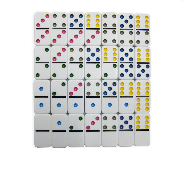 Double 12 colorful plastic domino in tin box